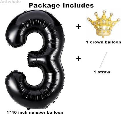 40 Inch Black Number Foil Balloons - Image 2