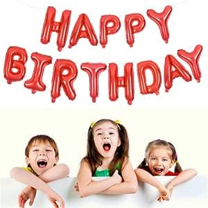 TONIFUL Red Happy Birthday Balloons Banner Decorations - Image 5