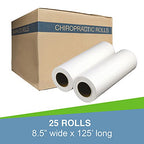 25-Pack 8.5" x 125' White Crepe Finish 17 Pound Paper Headrest Paper Rolls for Medical, Exam and Chiropractic Tables