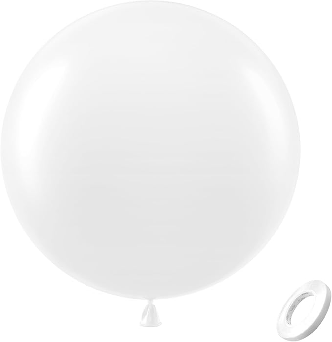 Bezente Pearl White Giant Latex Round Balloons 36 Inch 8 Pack | Ivory Balloons by Bezente