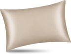 ALASKA BEAR Natural Silk Pillowcase, Hypoallergenic, 19 Momme, 600 Thread Count 100 Percent Mulberry Silk, Queen Size with Hidden Zipper (1,Champagne Gold)