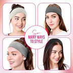 Styla Hair Headbands for Women Stretch Fashion Head Bands 10 Pack Non-Slip Head Wraps Great for Spa, Sports, Yoga, Pilates, Running, Gym Headband, Workouts (Black Grey)