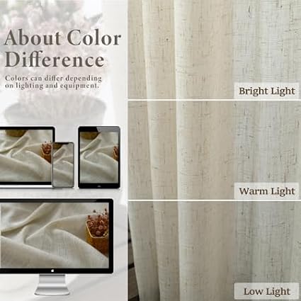 Pitalk 60 Inch Wide Curtains for Boys Bedroom Teen Girls 90 Inches Long Linen - Image 4