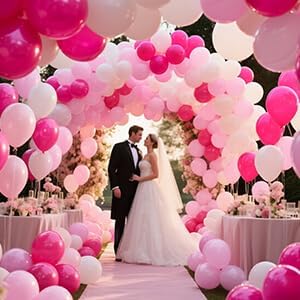 Pink White Balloons 100pcs 12 inch Hot Pink Pastel Pink White Balloons - Image 3