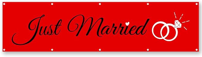 Just Married Flag Banner Outdoor Indoor Decoration Flag Double Stitched by Cayyon