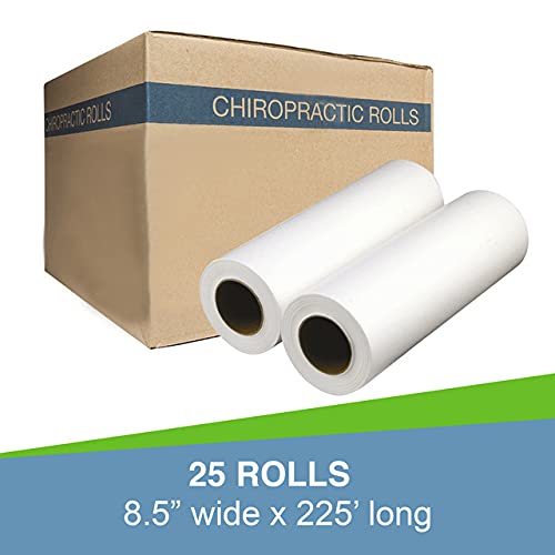 Headrest Paper Rolls – 25-Pack | 8.5" x 225' | Smooth 13 lb Disposable Paper for Medical, Exam & Chiropractic Tables