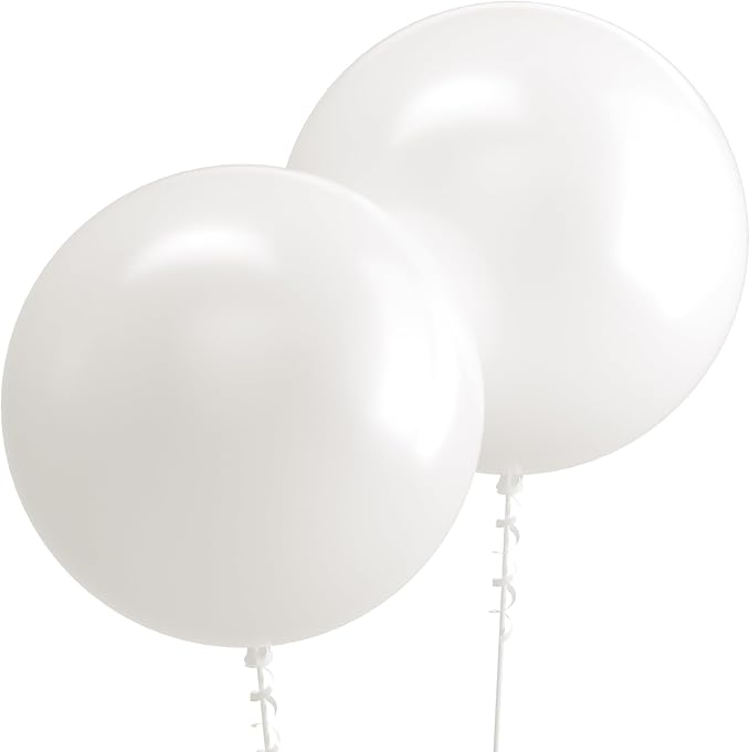Pro Duralatex White Extra-Thick Balloons 12 Pack 24 inch | White Balloons by Bezente