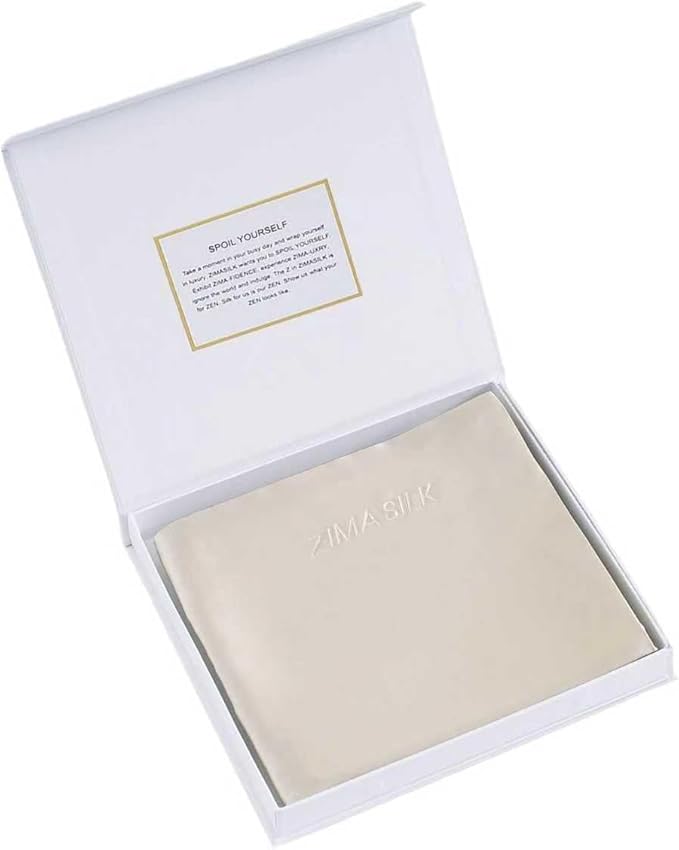 ZIMASILK 22 Momme Silk Pillowcase for Hair and Skin - 100% Pure Mulberry Silk with Hidden Zipper, Grade 6A Luxury Pillow Case for Women, Soft & Durable, Gift Box (Standard 20"x26" Beige)
