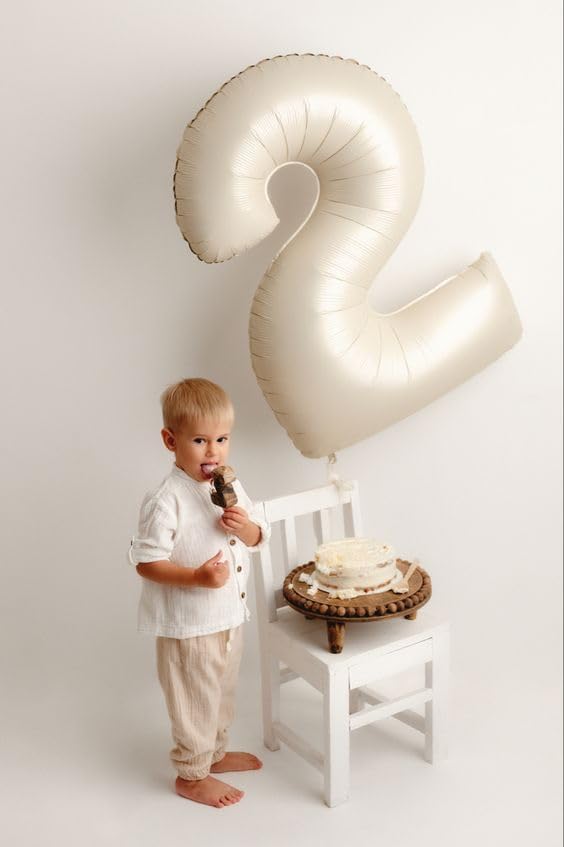Number Balloons 2 Balloon 40 inch Cream - Image 3