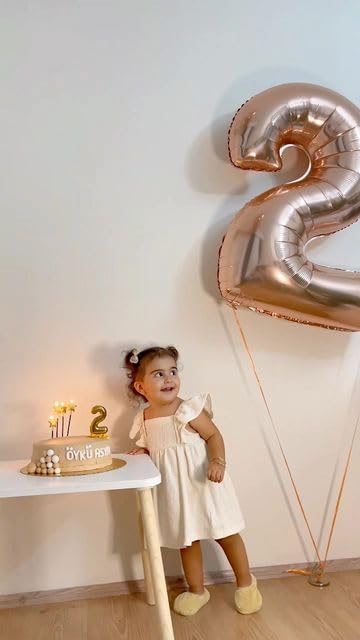 Number 4 Balloons 40 Inch for 4 14 Birthday Party Decorations, Rose Gold | - Image 2