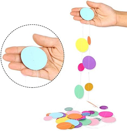 Outus 40 Pieces Colorful Circle Garland Banner Hanging Paper Dot Decorations - Image 3