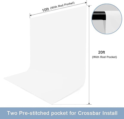 10X20ft White Photo Backdrops for Photography, LCUIRC Two Rod Pocket Backdrops - Image 2