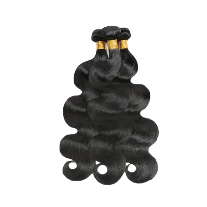 Color 1B Bundles Human Hair Natural Color Body Wave Bundles Same Length 3 Bundles 16 16 16 Inch Unprocessed Brazilian Virgin Remy Hair Extensions 100g/Pc