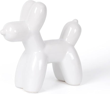 Notakia Large White Cute Ceramics Balloon Dog Statue Crafts Living Room Desktop by Notakia