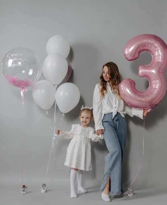 Pearl Pink Number 3 Balloon 40 inch, Balloon numbers party supplies, deco photo - Image 4
