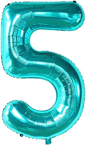 KatchOn Giant Aqua Blue Number 5 Balloon - Image 8