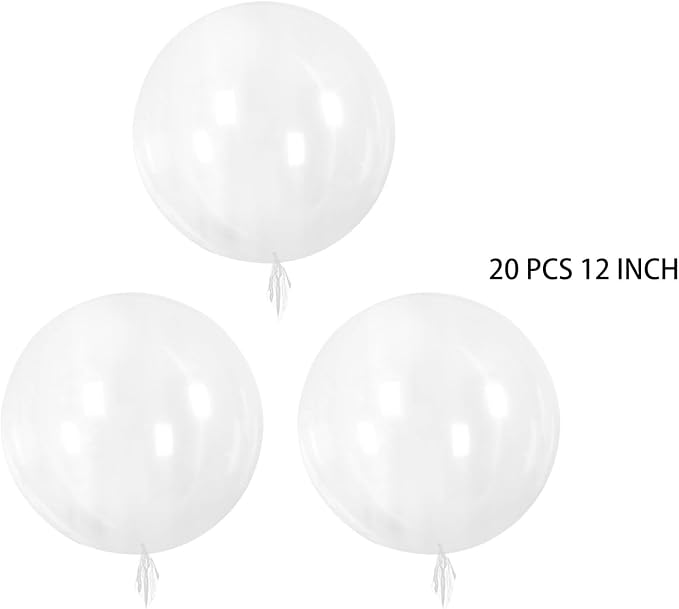20 Pcs 12 Inch Bubble Bobo Balloons Transparent Round Indoor Outdoor Decoration - Image 2