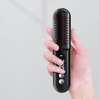 Mindrain Mini Cordless Hair Straightener Brush Pro A+, Portable Straightening Brush for Travel, Ionic Hot Comb Straightener, USB Rechargeable, It can be Used While Charging, Gifts for Women. (Black)
