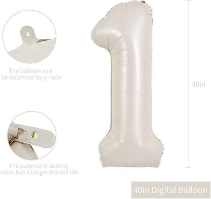 TONIFUL 40 Inch Cream White Large Numbers Balloon 0-9 Birthday Party Decor - Image 2
