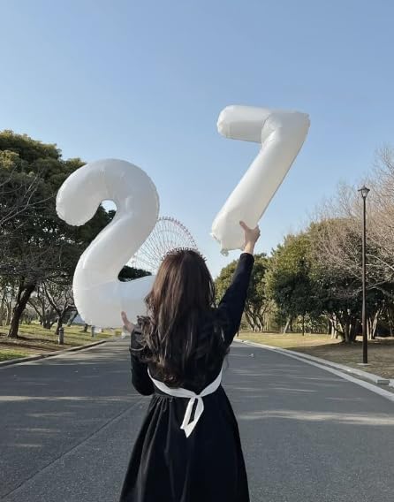 Big 40 Inch White 2 Number Balloon Birthday Decoration, Boy Girl Baby - Image 6