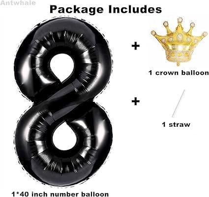 40 Inch Black Number Foil Balloons - Image 2