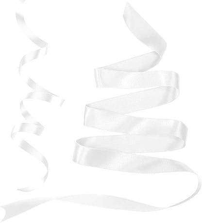 White Ribbons for Gift Wrapping 3/8 in 25 Yards Satin Ribbons for Hair Crafts - Image 3