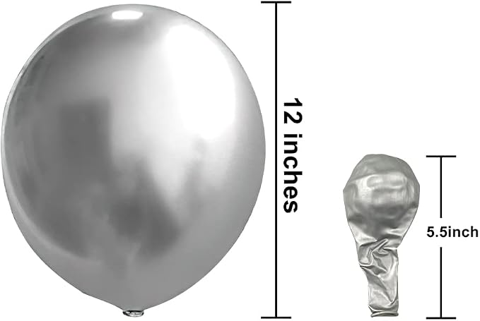 KBZVNAF Silver Metallic Chrome Latex Balloons - Image 2