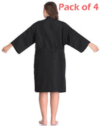 Salon Robes Smock for Clients, Pack of 4, Hair Salon Client Gown Cape, Black