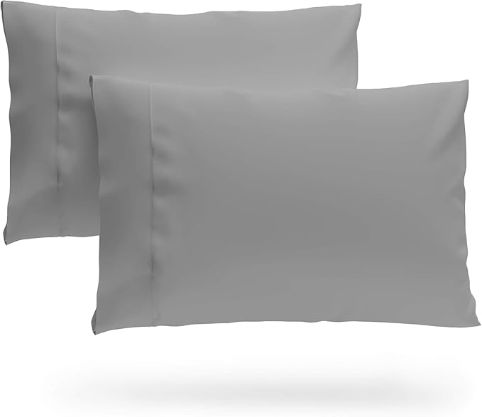 SKY BEDDINGS King Pillowcase Set of 2 - Soft Brushed Microfiber Pillow Cases with Envelope Clouser - Wrinkle-Free, Fade-Resistant Pillow Covers - 20 x 40 Inches, Light Grey