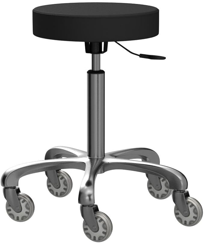 TASALON Rolling Stool - Adjustable Stool with Wheels - Soft Swivel Workbench - Desk Chair for Kitchen, Salon, Spa, Tattoo, Pedicure - Massage Salon Esthetician Chair – Black