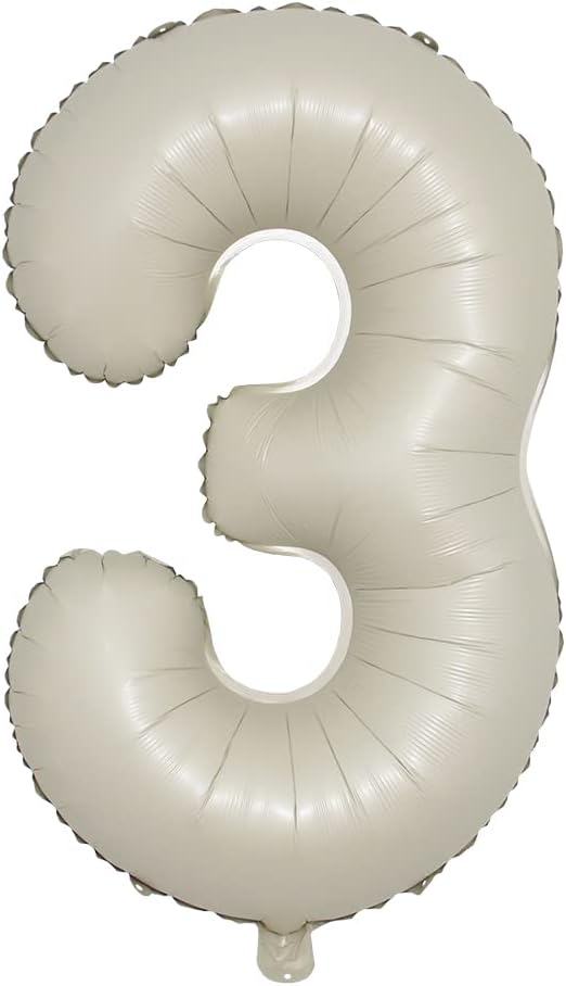 32 inch Cream Color Number Balloons 0-9 Large Digital Foil Helium Ball Girl by RUIANSI