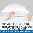 Pillow Cases - 100% Viscose Derived from Bamboo - Cooling Pillowcase - Queen Size, Cream, Set of 2 Zippered - for Hot Sleepers - Soft Pillow Covers - by Vegan Silk