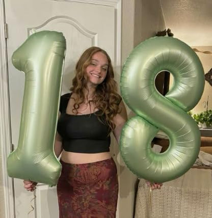 Sage Green Number 1 Balloon 40 inch, 1st Birthday Party Balloons Decorations | - Image 4