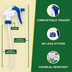 Heavy Duty 32oz Plastic Spray Bottles for Cleaning - Large Empty Industrial Bottles for Gardening Solutions, Vinegar, Chemicals, Professional Cleaners - Adjustable Sprayer Nozzle - Blue 2 Pack