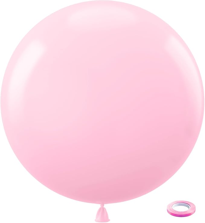 Bezente Pastel Pink Latex Round Balloons 36 Inch 8 Pack | Pink Large Thick Big by Bezente