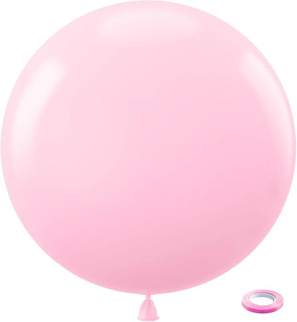 Bezente Pastel Pink Latex Round Balloons 36 Inch 8 Pack | Pink Large Thick Big by Bezente