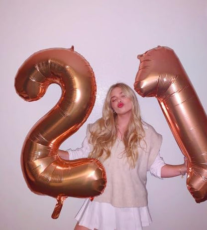 Big 40 Inch Rose Gold 2 Number Balloon Birthday Decoration, Rose Gold Number 2 - Image 7