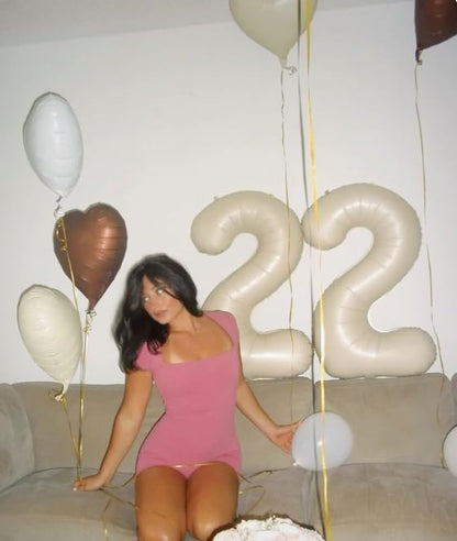 40 Inch Big Cream White Number 22 Balloon Birthday Decoration, Numbers 22 - Image 5