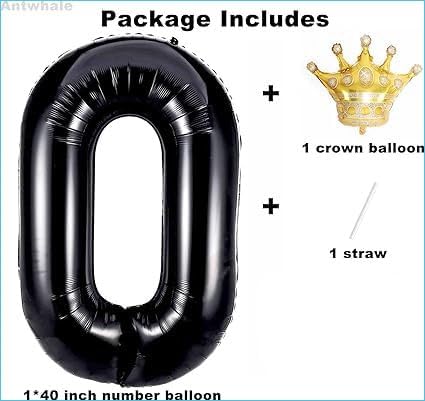 40 Inch Black Number Foil Balloons - Image 2