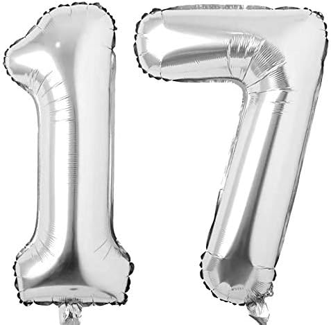 Jonhamwelbor 17 Number Balloons Silver Giant Jumbo Big Large Number 17 or 71 by Jonhamwelbor