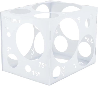 Worown Large Collapsible Balloon Sizer Box, 18 Holes White Plastic Cube by Worown
