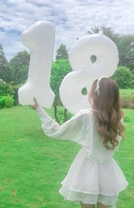 White Number 8 Balloon 40 inch, Balloon numbers party supplies, deco photo shoot - Image 4