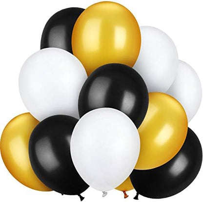 TecUnite 100 Pcs Black Gold White Latex Balloons 13 Inch Colorful Round Balloons - Image 7