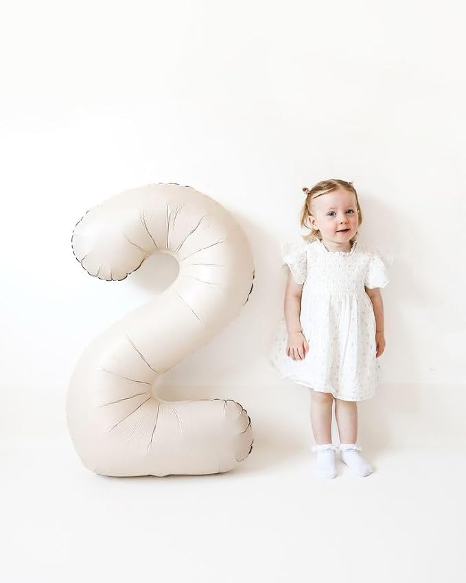 Cream White Number Balloons 40 Inch 1 Balloon - Image 3