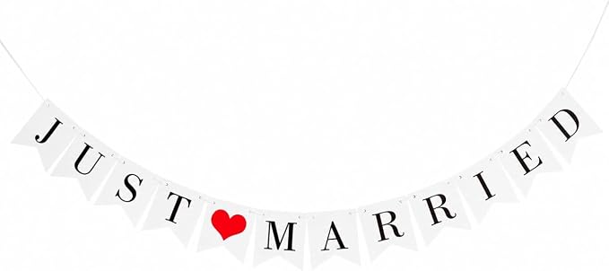Just Married Banner Pre-strung Wedding Banner Bunting Photo Booth Props Garland - Image 2
