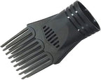 Universal Black Hair Dryer Comb Nozzle, Professional Salon Styling Attachment for Straightening and Detangling, Fine and Curly Natural Hair