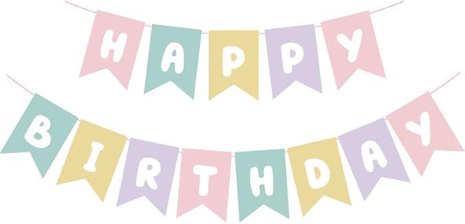 ZHENGYE Macaron Happy Birthday Banner Sign Party Decoration by ZHENGYE