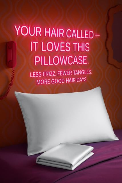 BLISSFORD Satin Pillowcase with Zipper for Hair and Skin Care, Feels Soft and Cool Like a Silk Pillowcase, White Satin Pillow Cases 2 Pack, Slik Pillow Cover, Standard Size - Set of 2
