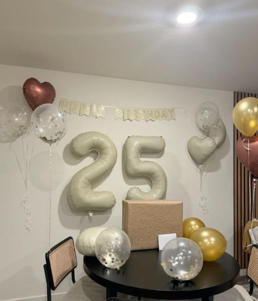 Cream White 40 Inch Large Number 25 52 Birthday Balloon, 25 52 Birthday - Image 6