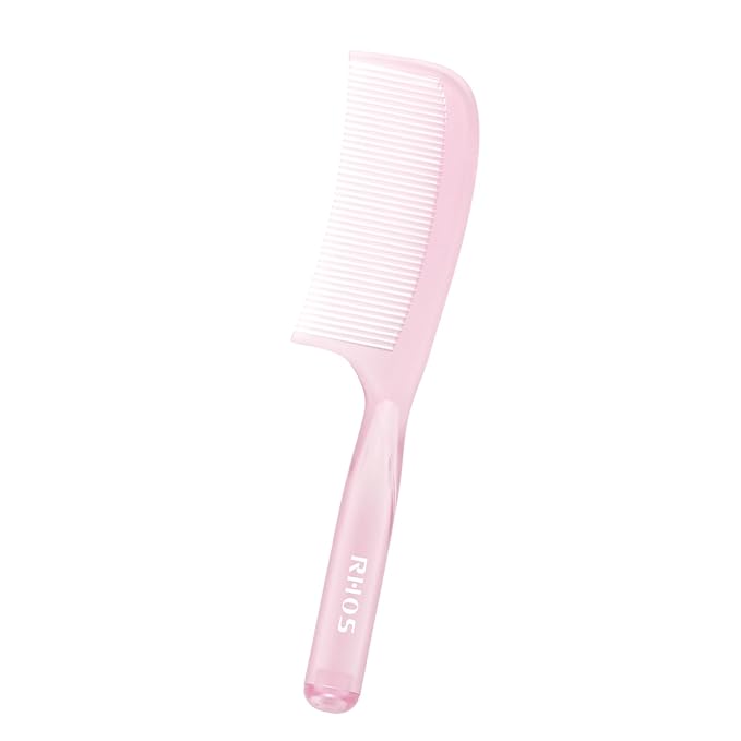 RHOS Detangler Hair Comb for Women and Men-Wide Tooth Comb for Curly,Thick,Wavy,Long Hair,Large Tooth Detangling Comb for Wet and Dry Hair-Styling Essentials Round Handle Hairdressing Comb(Pink)